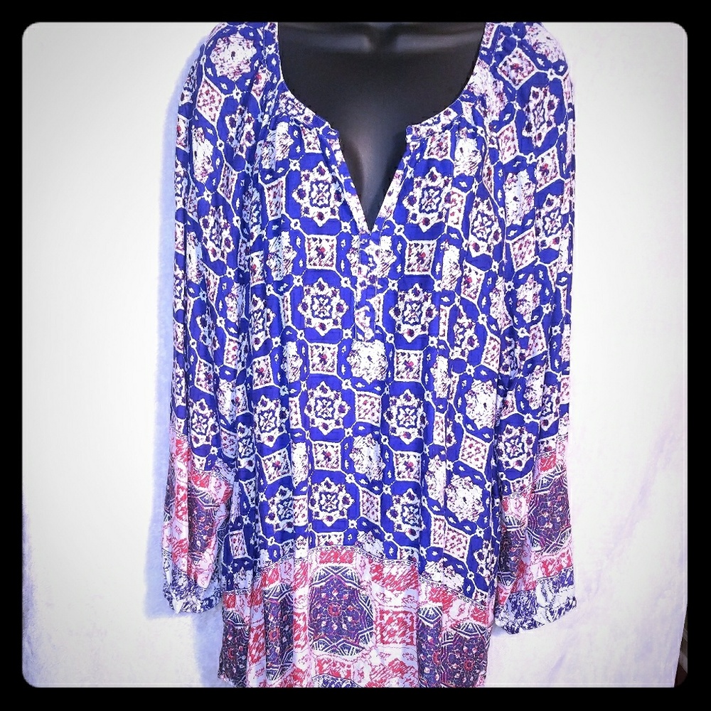 Red white and blue top 2x